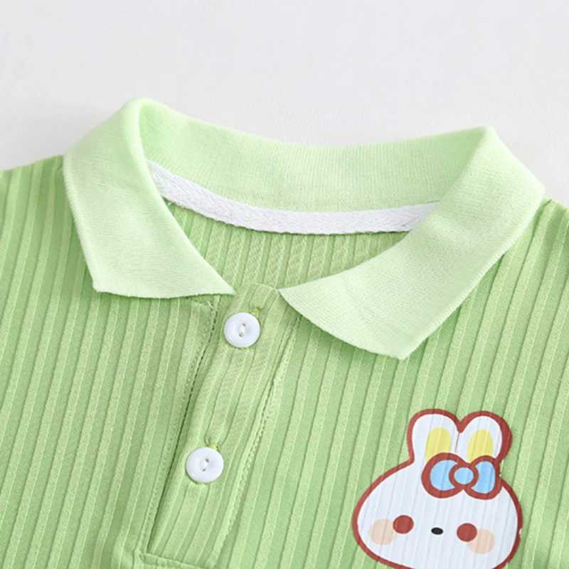 Clothing Sets Summer baby girl clothing set childrens flip collar ice silk T-shirt and pants 2-piece set childrens casual top WX