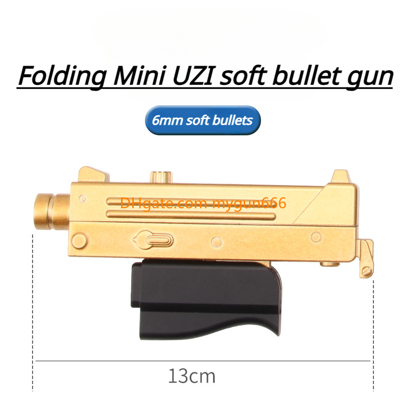 MIni UZI Foldable Metal Toy Gun Soft Bullets Exquisite Model Portable Look Real Collection Outdoor Cs Pubg Game Prop Fidgets Toy for Boys Adult Birthd