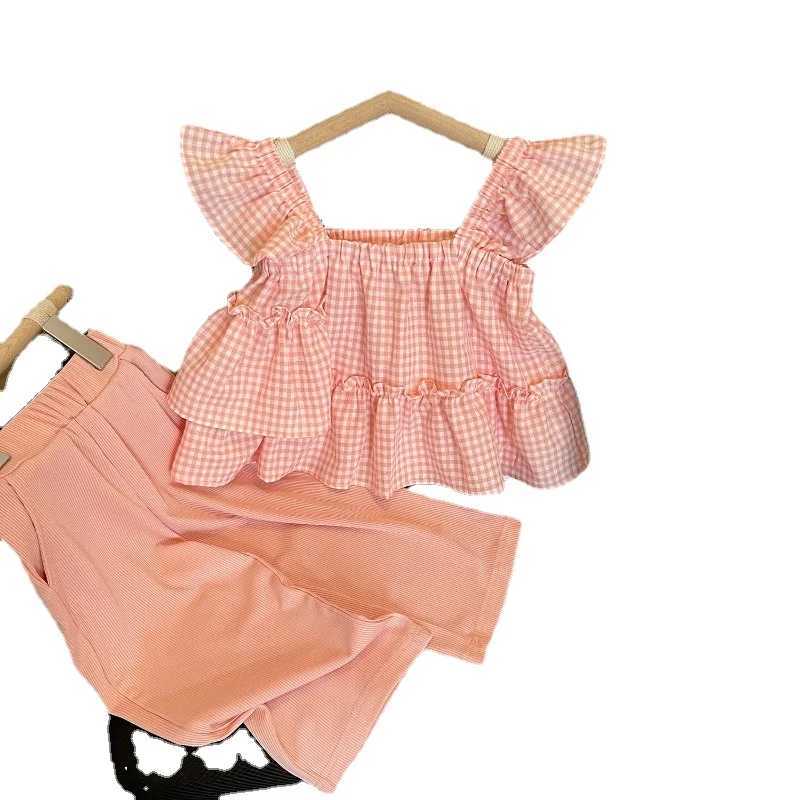 Clothing Sets Girls Set Summer Flight Sleeves Plain Tank Top Shirt+Leggings 2PCS Set Childrens Baby Clothing Set Girls Clothing Set 2-7 Years WX