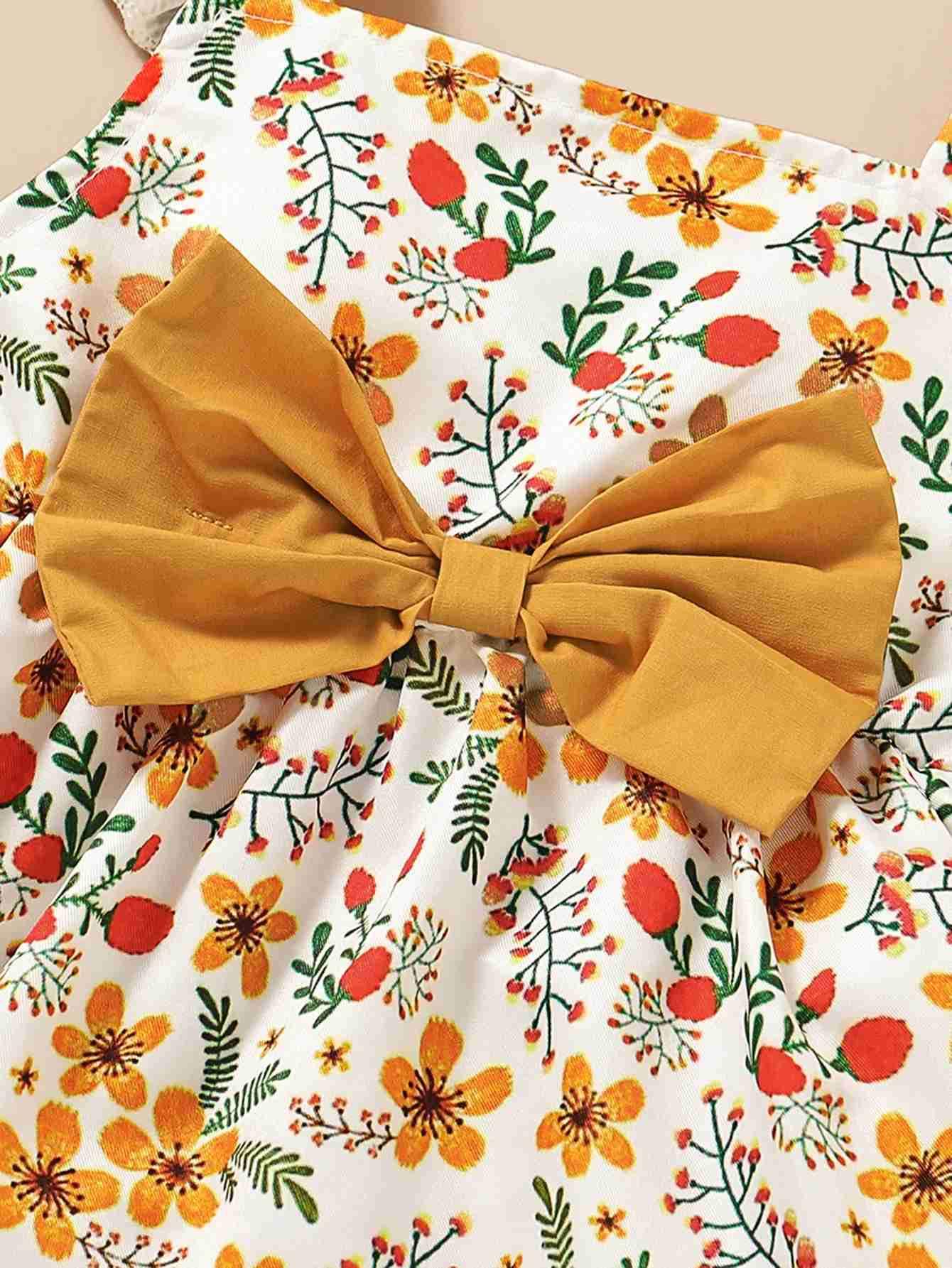 Clothing Sets 3 pieces of baby and girl clothing set with floral suspender top bow+shorts+headband cute childrens fashion set for 1-5 years old WX