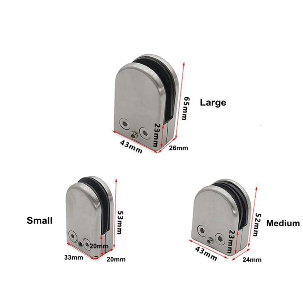 New 304 Stainless Steel Clamps Adjustable Glass Holder for Staircase Handrail Glass-to-ground Fixed Bracket 65x43x26