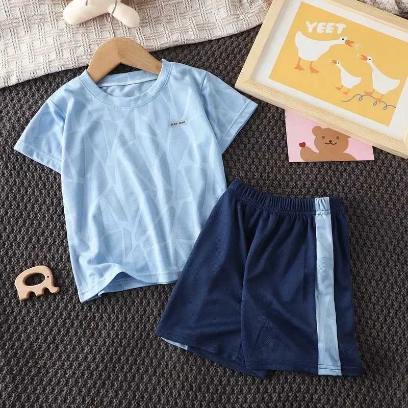 Clothing Sets Childrens summer quick drying ventilation net 2 T-shirts+pants sportswear 18m-11 year old boys and girls fashion clothing pajamas clothi