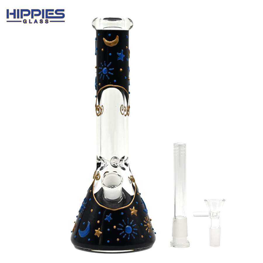 Glass Bottle With Luminous Star And Moon,Borosilicate Glass Water Pipe,Glass Bong,Glass Hookah,Hand Painted,Home Decorations,Smoking Accessaries