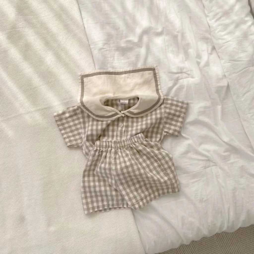 Clothing Sets Childrens clothing set summer and spring new childrens doll collar T-shirt+shorts newborn baby jogging set 2-piece set for young boys an