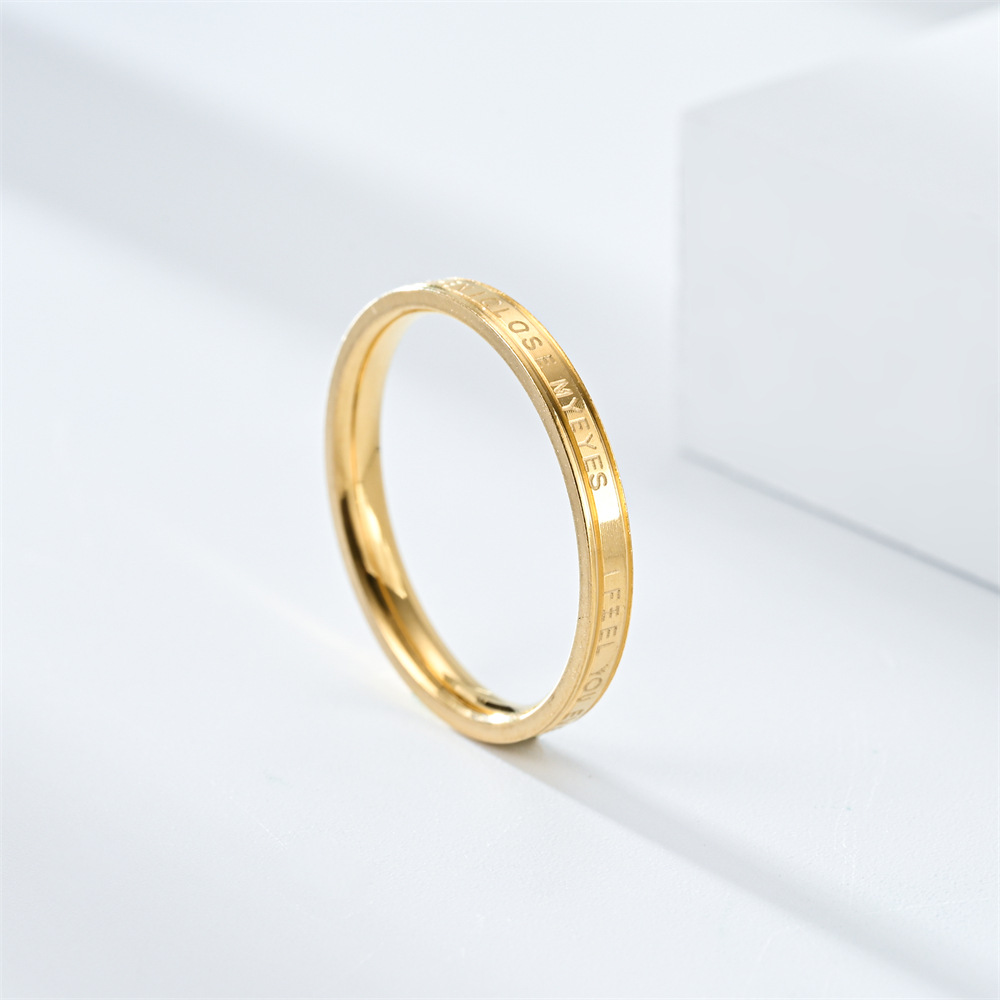 4mm Letter Lover Ring Band Rose Gold Stainless Steel I Feel You Rings Band Women Men Finger Tail Rings Charm Gift Fashion Fine Jewelry