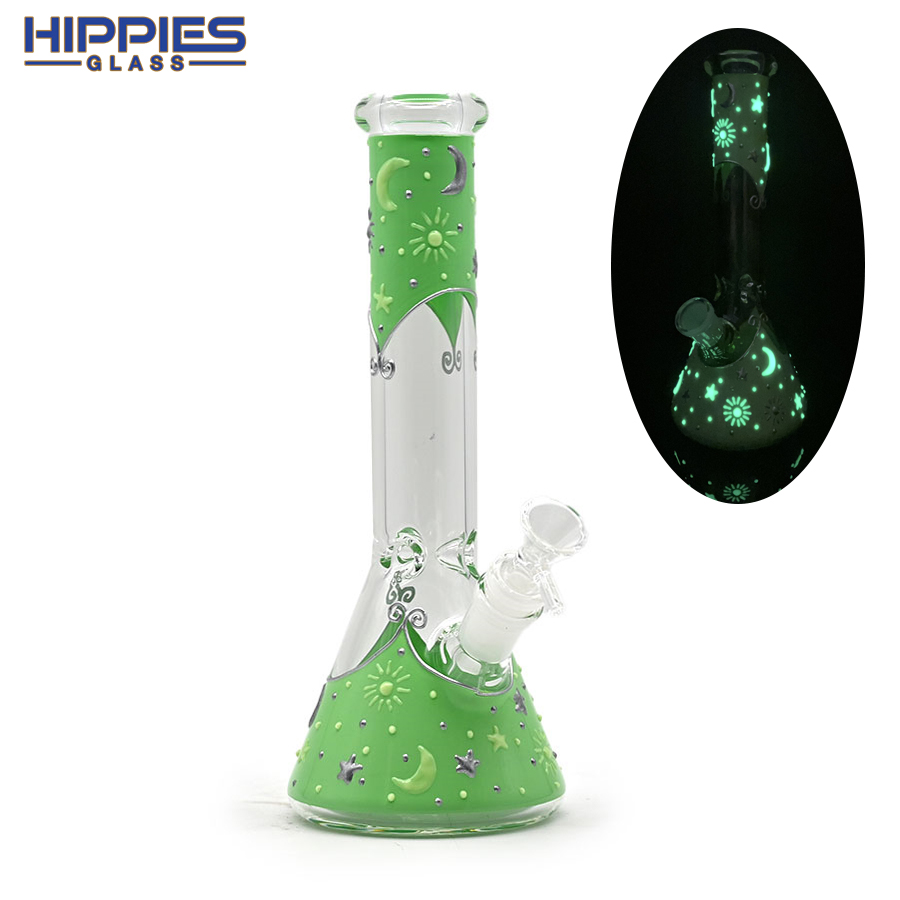 Glass Bottle With Luminous Star And Moon,Borosilicate Glass Water Pipe,Glass Bong,Glass Hookah,Hand Painted,Home Decorations,Smoking Accessaries
