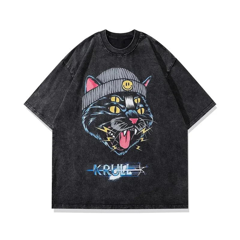 Summer Men Vintage Washed T-Shirts Anime Gothic Streetwear Punk Unisex Short Sleeve Tops Tee Y2k Oversized T-Shirt 8XL Clothing 240508