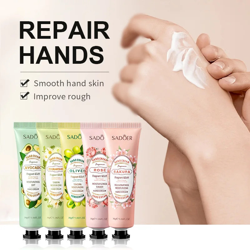 30g Plant Extract Hand Cream Moisturizing Hand Cream Anti-crack Hydrating Skin Care Rose Chamomile Sakura Olives Hand Cream 240517