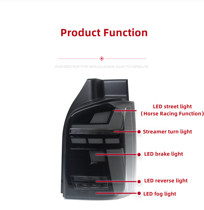 Car Tail Light Assembly LED DRL Rear Turning Signal Light Stop Brake Lamp For VW Multivan T5 20 11-20 15