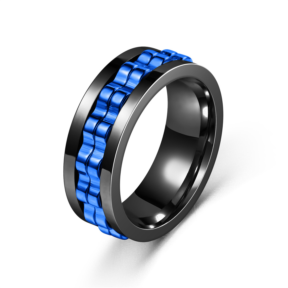 Gold Black Stainless Steel Anti-anxiety Gear Ring Band Mechanical Motorcycle Rotatable Spin Rings for Men Punk Charm Fashion Designer Jewelry Gift