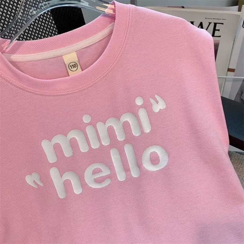 Clothing Sets Summer childrens clothing letter printed T-shirt and shorts set childrens and girls sleeveless top bottom 2-piece set Tracksuit street c