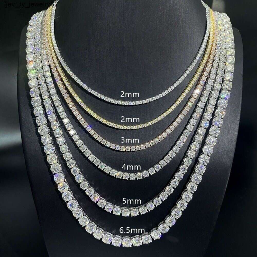 fashion luxury moissanite necklace hip hop 925 sterling vvs diamond necklace tennis chain designers design holiday gifts silver 2mm 3mm 4mm 5mm 6.5mm