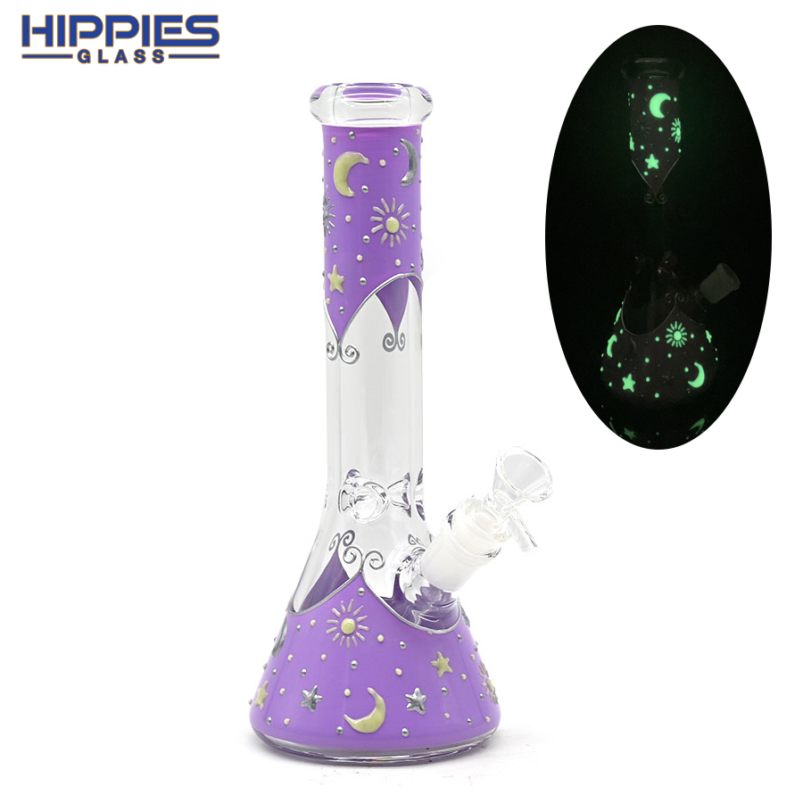 Glass Bottle With Luminous Star And Moon,Borosilicate Glass Water Pipe,Glass Bong,Glass Hookah,Hand Painted,Home Decorations,Smoking Accessaries
