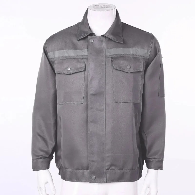Mens Womens Mechanic Auto Repairman Work Jacket Top with Reflective Stripe Long Sleeve Worker Uniform Factory Workshop Clothes 240513