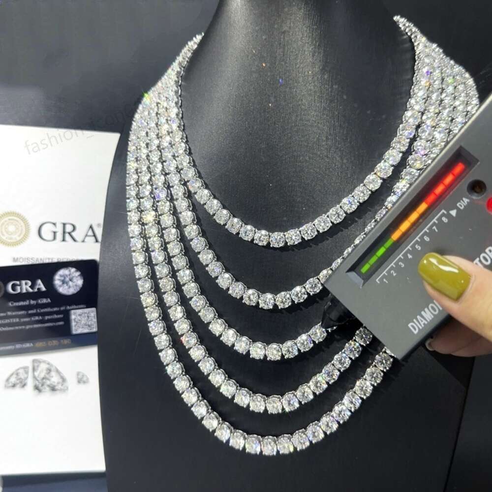 fashion luxury moissanite necklace hip hop 925 sterling vvs diamond necklace tennis chain designers design holiday gifts silver 2mm 3mm 4mm 5mm 6.5mm