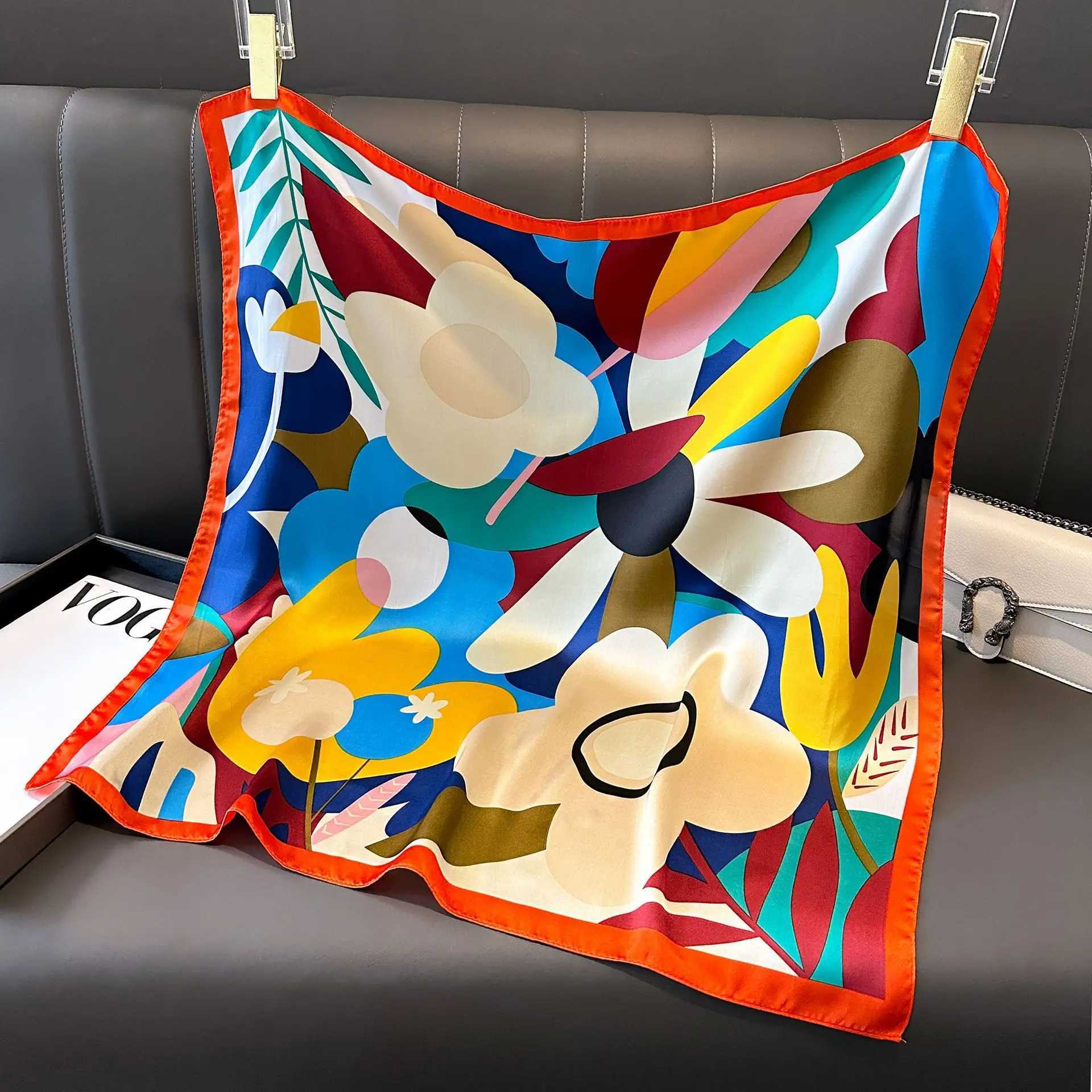 Bandanas Durag 2024 Silk Shl Printed Headscarf Cat Hair Wr Collar Headscarf Womens Satin Square Headscarf Womens Headscarf Foulard Headscarf J241010