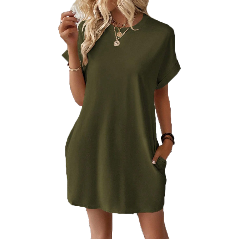 casual dresses women womens dress casual wear Solid color Above Knee A Line Pockets Natural Elegant Summer Vacation S 2XL dresses for woman vestidos V