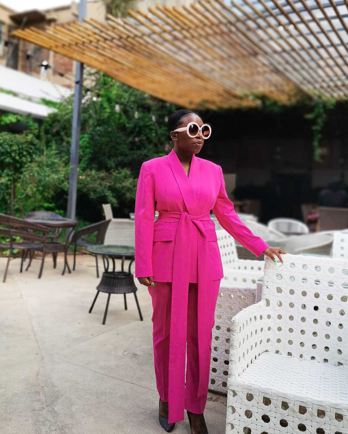 Hot Pink Women Pants Suits Custom Made Slim Fit Mother Of Bride Blazer With Belt Graduation Ceremony Attire Wear 2 Pieces