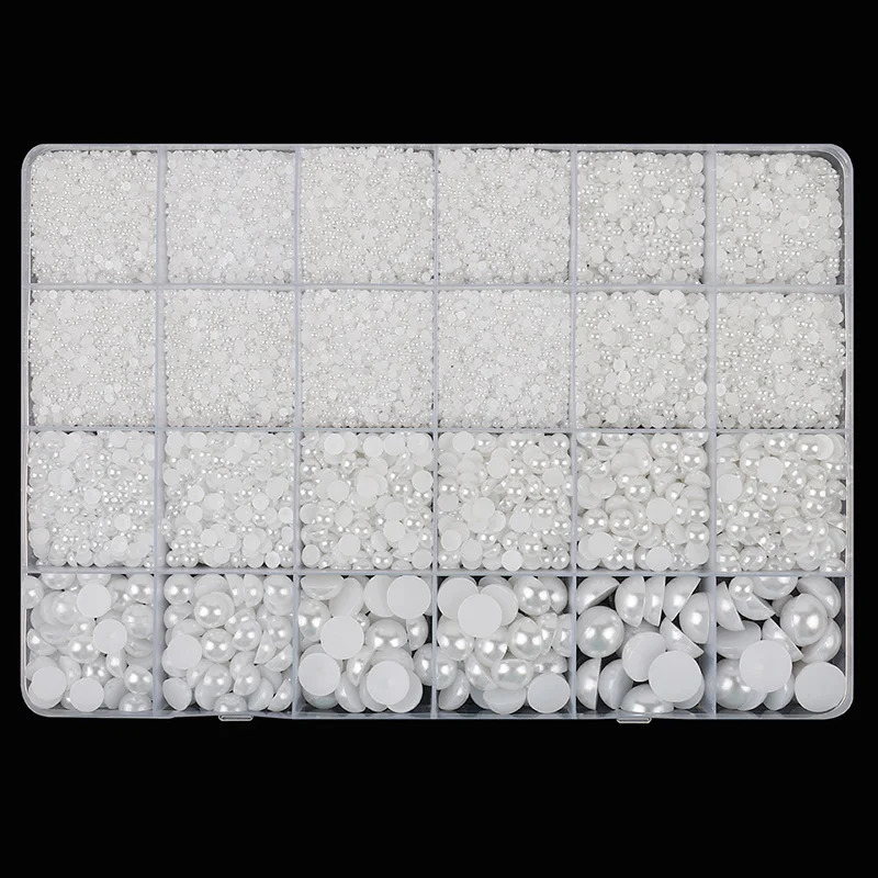 2mm-12mm Nail Pearls For Nail Art Mix Size Flat Back Crafts Round Pearl For Face Makeup Nail Art Clothes Shoes Jewelry Making 241220