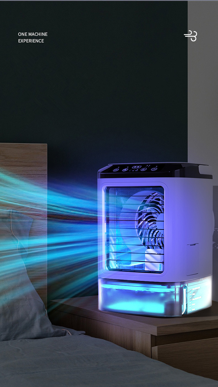 Mini Air Conditioner Desktop Air Cooler Water Cooling Dual Spray Ultrasonic Atomization Portable Humidification Fan Small Queit Air Cooling Fan For Ho