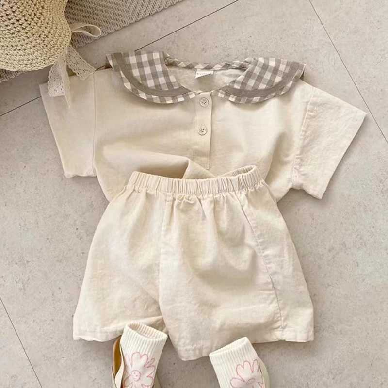 Clothing Sets Childrens clothing set summer and spring new childrens doll collar T-shirt+shorts newborn baby jogging set 2-piece set for young boys an