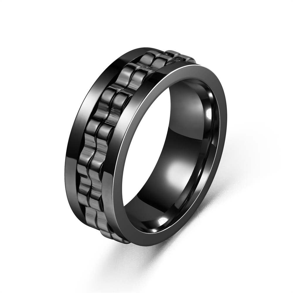 Gold Black Stainless Steel Anti-anxiety Gear Ring Band Mechanical Motorcycle Rotatable Spin Rings for Men Punk Charm Fashion Designer Jewelry Gift