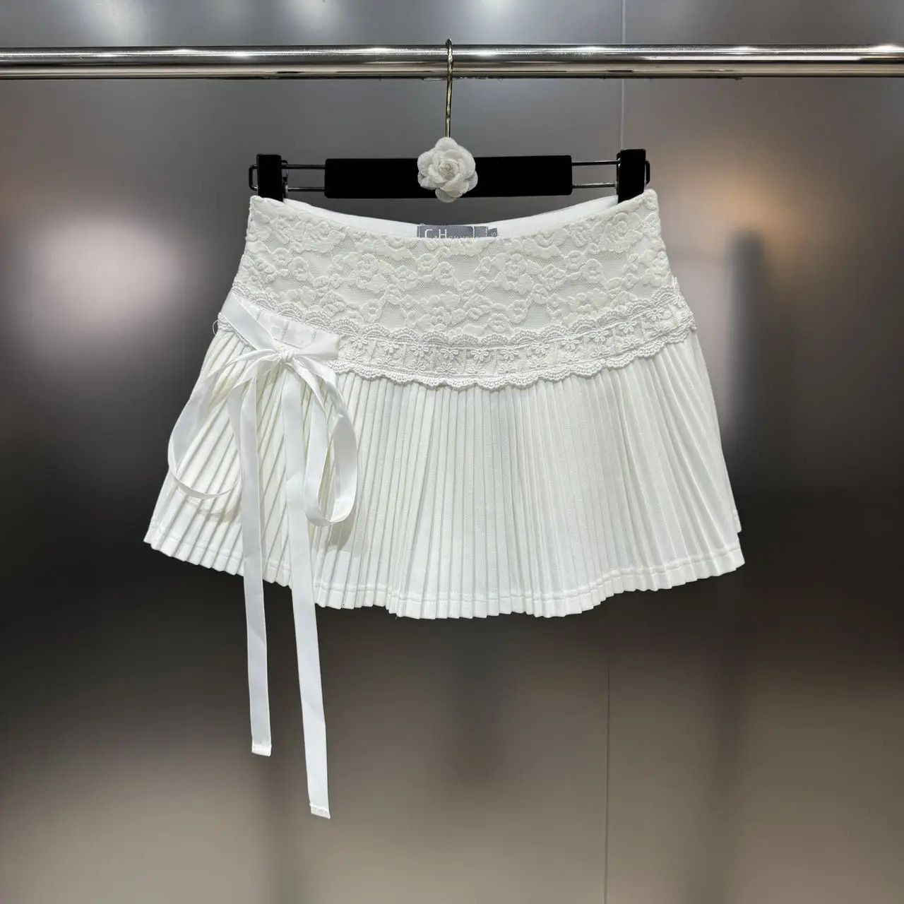 PREPOMP Spring Arrival Lace Patchwork Laceup Short Pleated Skirt Women GP462 240516