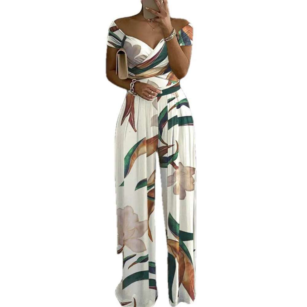 2024 Summer Women's Fashion, Elegance, Trendy Commuter Print Wide Leg jumpsuit F51736