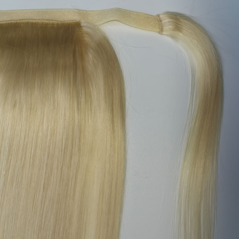 Brazilian Human Hair Ponytails Magic Sticker Straight Hook & Loop Ponytail Peruvian Indian 613# Blonde Color 10-28inch