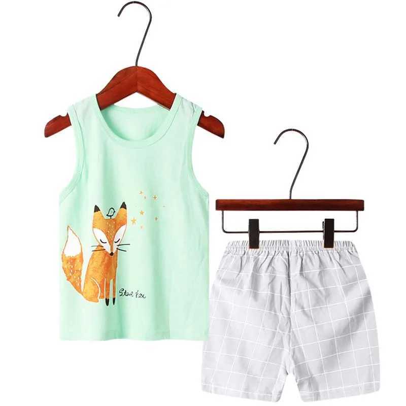 Clothing Sets Boys and girls summer sleeveless cotton vest pajama set girls pajamas summer pajamas girls childrens pajamas 1-9 years old WX