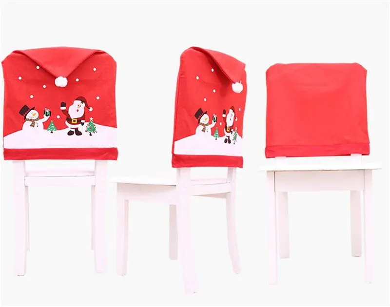 Chair Cover Top Christmas Decor Santa Claus Kitchen Table Chairs Covers Christma Holiday Home Decoration House dd741 ZZ