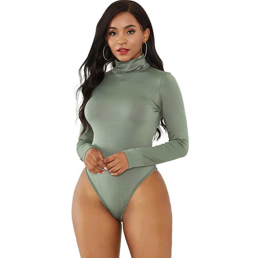 Women's Jumpsuits Rompers 11 color long Sleve tight fitting corset for womens winter and autumn solid turtle neck casual top in black and white Y