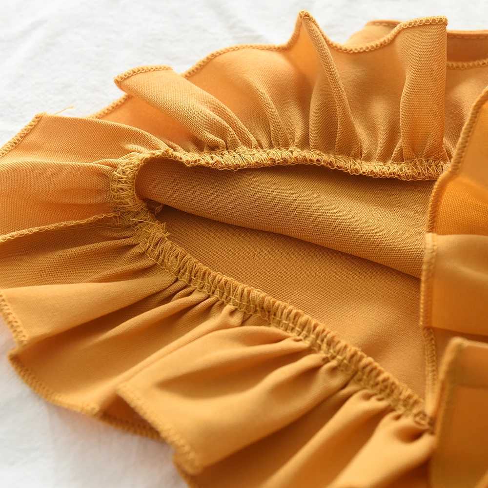 Clothing Sets Bear collar girl clothing set summer solid hanging T-shirt top+floral shorts set 2 pieces childrens clothing set 2 pieces WX