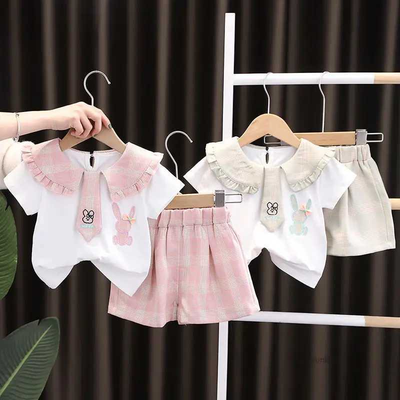 Clothing Sets New baby summer newborn childrens clothing 2 pieces/set girls and boys short sleeved cartoon shirt shorts track and field clothes 0-5 ye