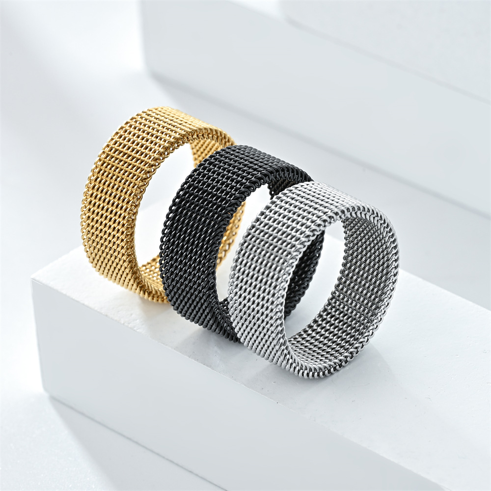 Rotatable Spin Chain Rings - Stainless Mesh Band, Charm Gold for Women, Men, Wedding, Gift, Fashion Jewelry dh5727163