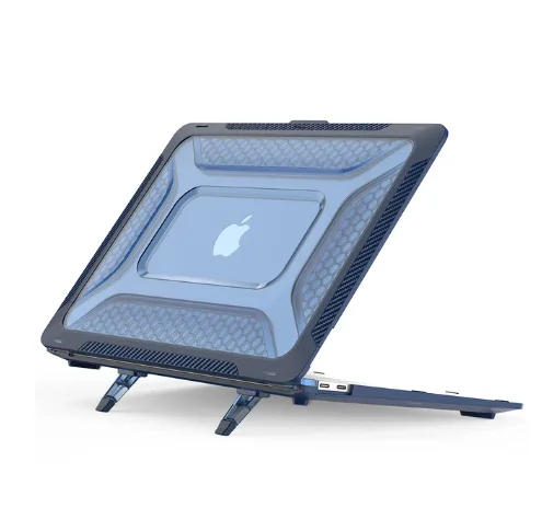For Macbook Pro 13 inch Laptop Replace Protective Cases Mac Book M1 M2 13" Shockproof Fold Kickstand Cover Rugged Honeycomb Hard Shell with TPU B
