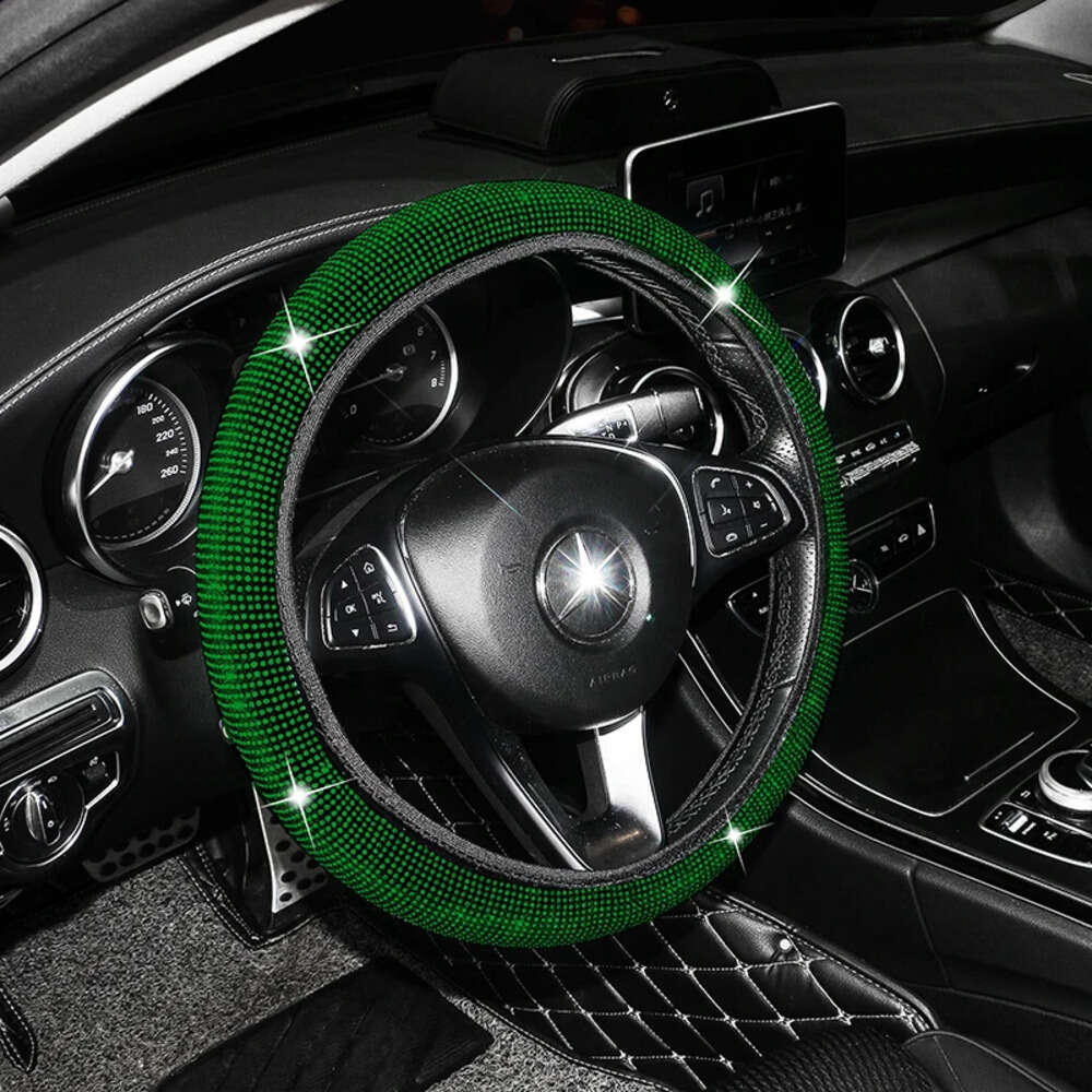 New Bling Rhinestones Crystal Steering Wheel Cover Leather Steering-wheel Covers Car Stuff Auto Accessories for Woman