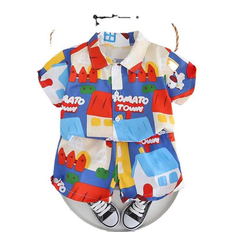 Clothing Sets Summer Childrens Baby Boys and Girls Colorful Printed Shirts and Short Childrens Fashion Clothing Childrens WX64514