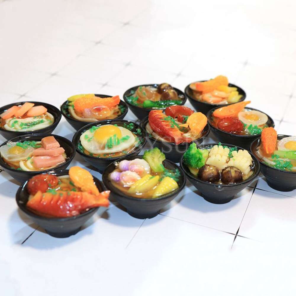 2PCS 1/6 Scale Miniature Japanese Seafood Noodles Pretend Food Doll house Kitchen s blyth bjd doll for children