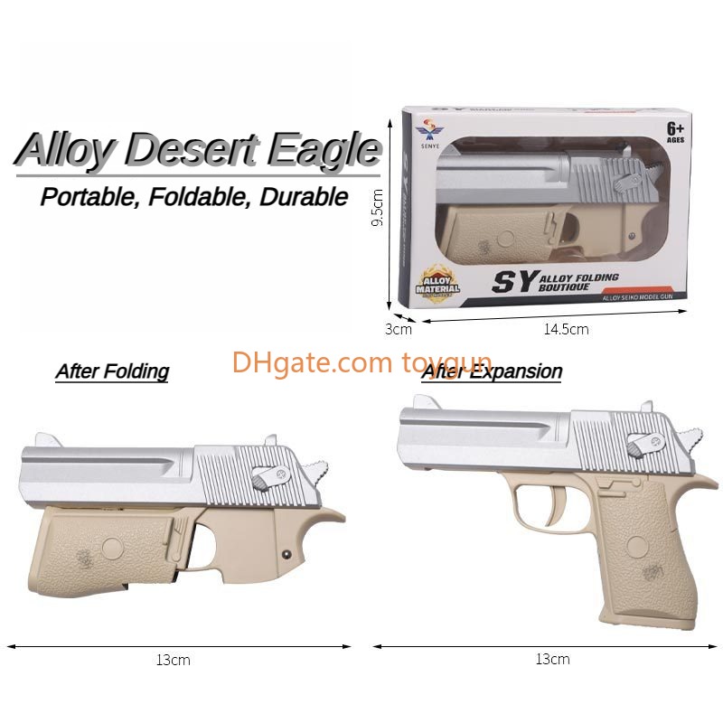 Desert Eagle Foldable Metal Toy Gun Soft Bullets Exquisite Model Portable Mini Look Real Collection Outdoor Cs Pubg Game Prop Fidgets Toy for Boys Adu