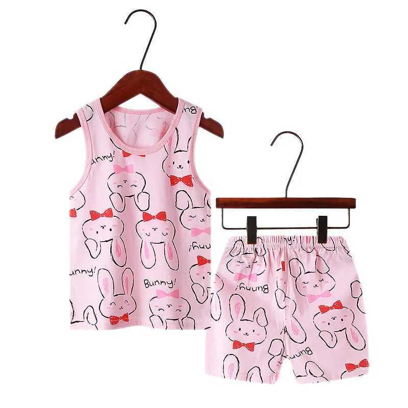Clothing Sets Boys and girls summer sleeveless cotton vest pajama set girls pajamas summer pajamas girls childrens pajamas 1-9 years old WX