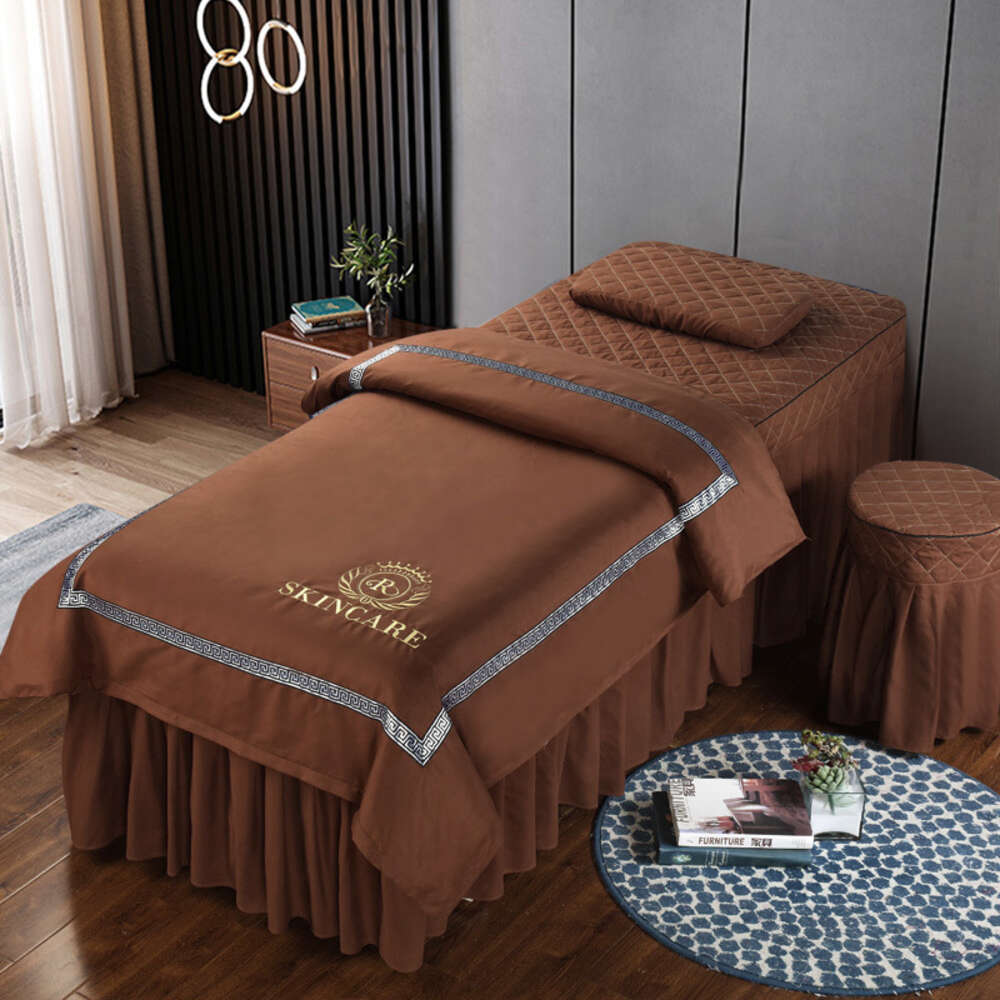 New Nordic Style 4pcs Beauty Salon Bed Massage Spa Bedskirt, Pillowcase, Stoolcover, Duet Cover Beddings Sets Sabanas