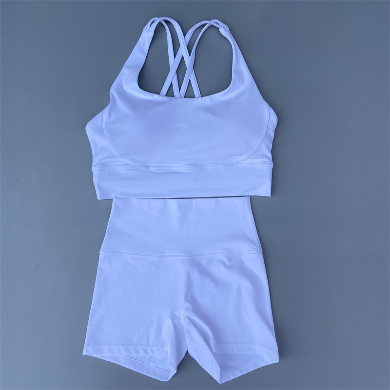 Women Designer Yoga Sets 3 Styles Push Up Sports Bra High Waist Biker Shorts Cross Back Gym Outfits Elastic Workout Tracksuits Running Cloth Hotty Fie