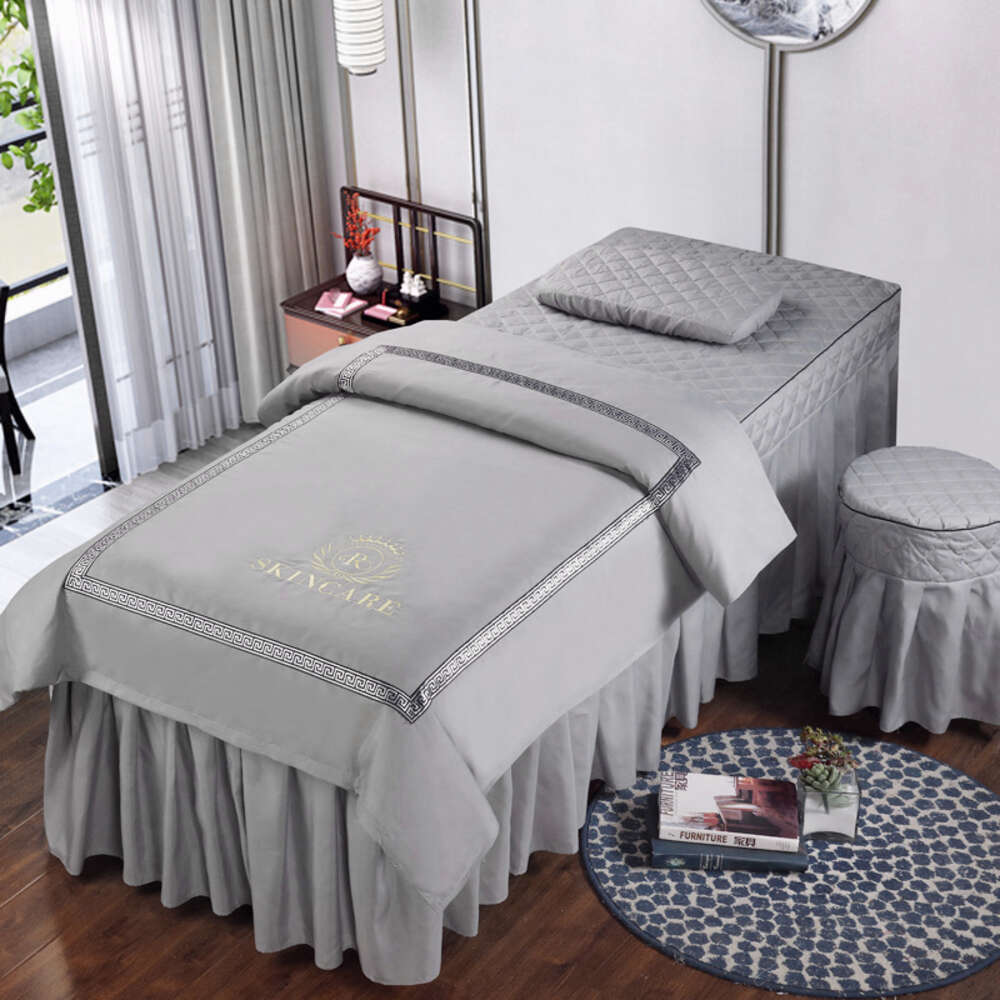 New Nordic Style 4pcs Beauty Salon Bed Massage Spa Bedskirt, Pillowcase, Stoolcover, Duet Cover Beddings Sets Sabanas