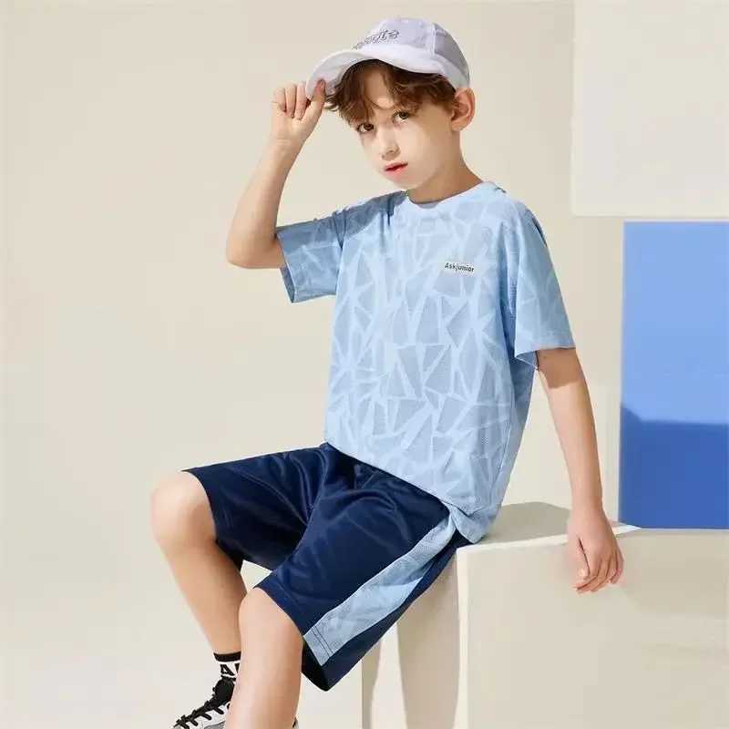 Clothing Sets Childrens summer quick drying ventilation net 2 T-shirts+pants sportswear 18m-11 year old boys and girls fashion clothing pajamas clothi
