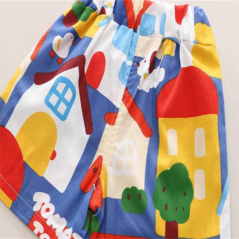 Clothing Sets Summer Childrens Baby Boys and Girls Colorful Printed Shirts and Short Childrens Fashion Clothing Childrens WX64514