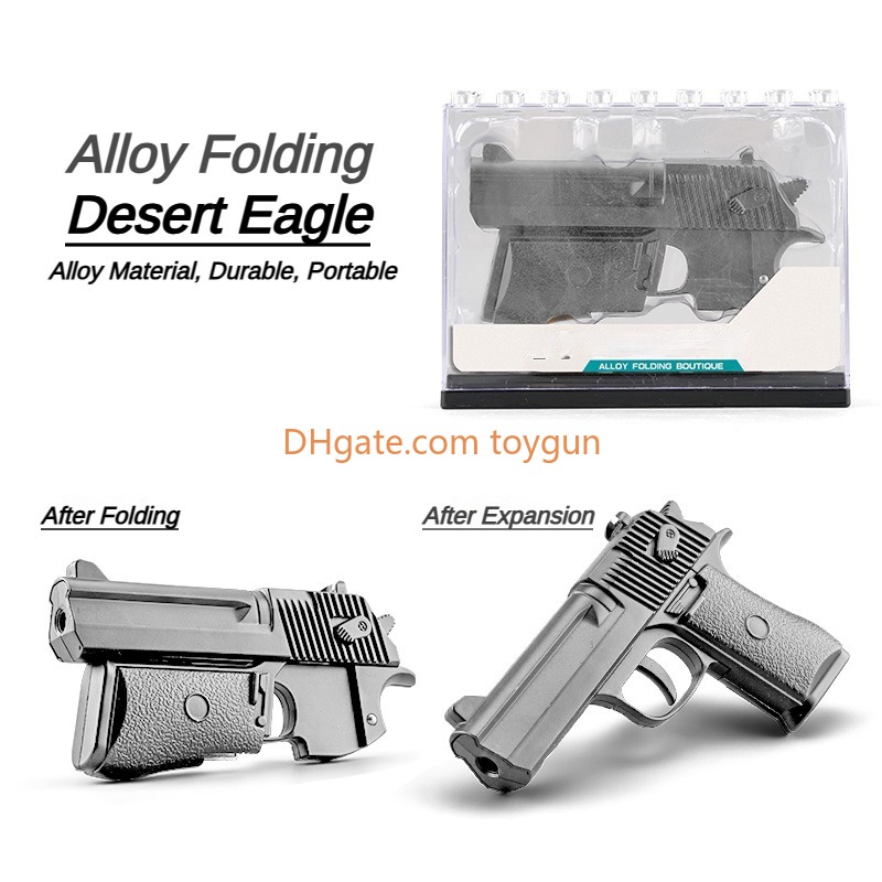 Desert Eagle Foldable Metal Toy Gun Soft Bullets Exquisite Model Portable Mini Look Real Collection Outdoor Cs Pubg Game Prop Fidgets Toy for Boys Adu