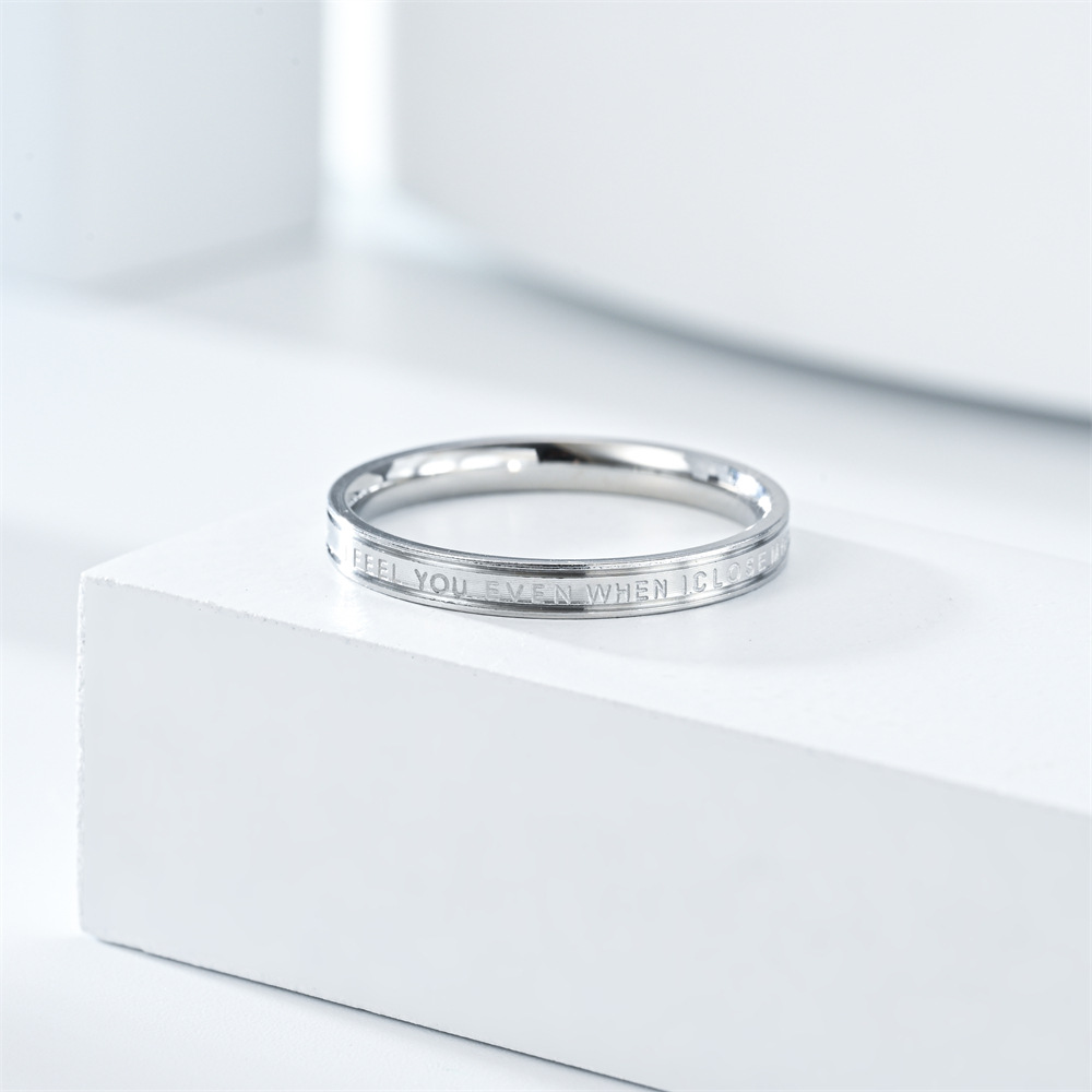 4mm Letter Lover Ring Band Rose Gold Stainless Steel I Feel You Rings Band Women Men Finger Tail Rings Charm Gift Fashion Fine Jewelry