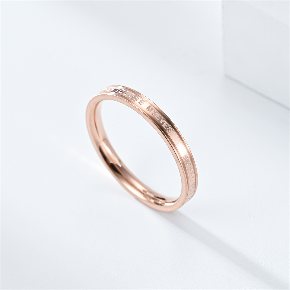 4mm Letter Lover Ring Band Rose Gold Stainless Steel I Feel You Rings Band Women Men Finger Tail Rings Charm Gift Fashion Fine Jewelry