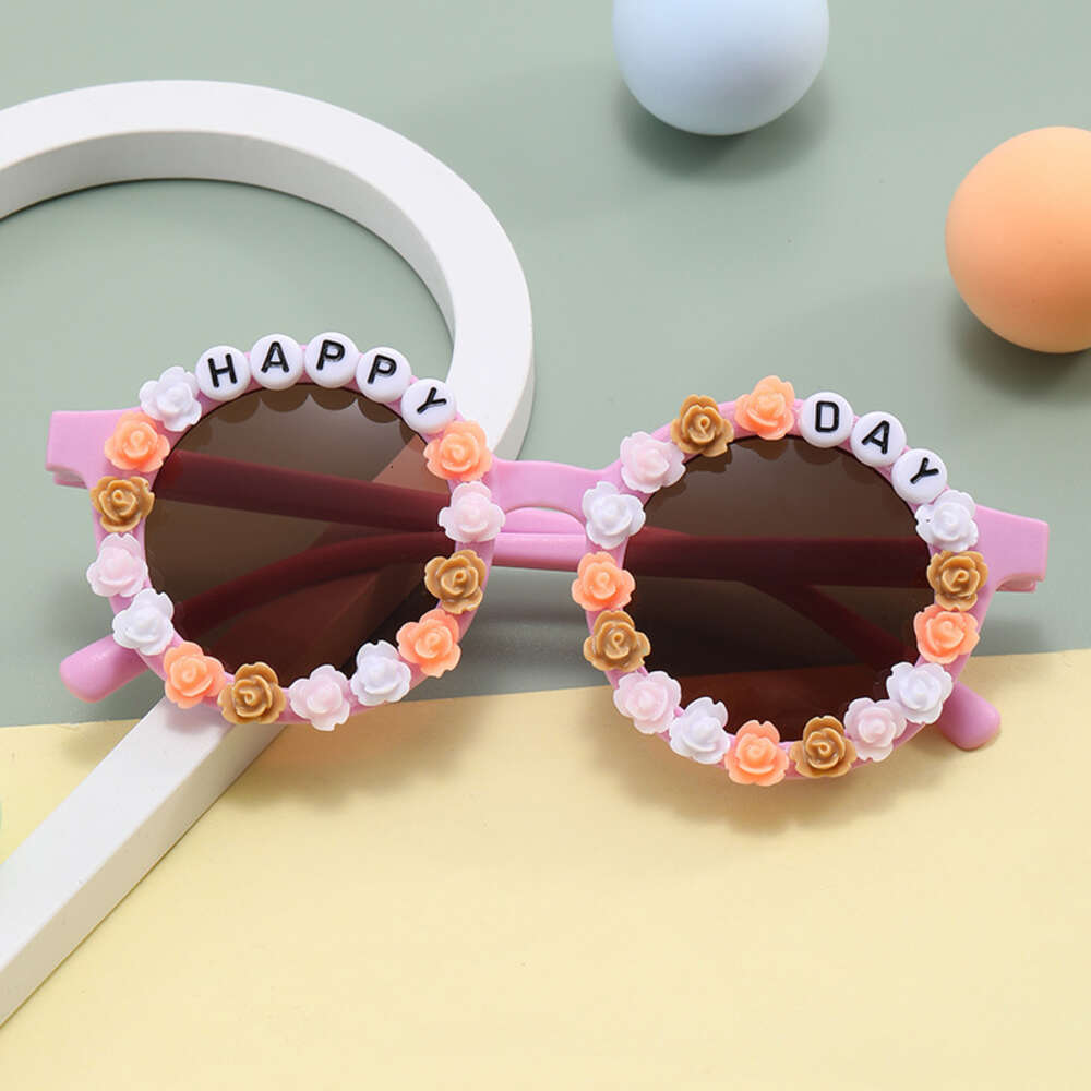 Cute Kids Sunglasses Round Flower Baby Children UV400 Eye Protection Sun Glasses Girls Boys Fashion Decoration Eyewear